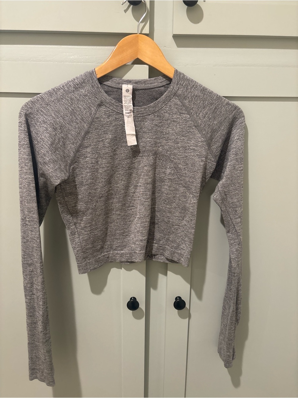 lululemon athletica Heather Gray Cropped Long-Sleeve Top